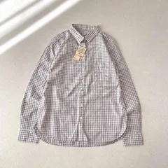 【未使用品・タグ付き】無印良品 muji オーガニックコットン ギンガムチェック 長袖 シャツ レディース M グレー