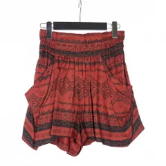 メイド イン ヘブン made in HEAVEN ショートパンツ 総柄 ウエストゴム XSサイズ オレンジ ブラック 黒