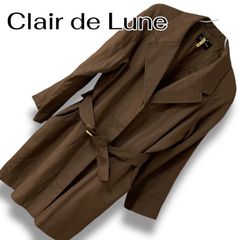 Clair de Lune 크레아드뤼느 브라운 트렌치코트 실크 100% 발수 가공 안솜 폴리에스테르 안감 큐프라 L사이즈 상당 여성 벨트 부착 우아한 긴팔 춘추 QFC07 0000955OC