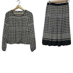 Leilian(レリアン) スカートセットアップ レディース - 黒×ベージュ×アイボリー ハート/プリーツ/ウエストゴム