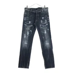 DIESEL (ディーゼル) POIAK L.32 ダメージ加工 ストレッチ スリム スキニーデニムパンツ ブラック 008ZB