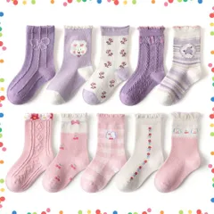 【在庫処分】[HAYAHARU] 可愛い キッズ 靴下 子供 10足セット カラフル くつした 女の子 スポーツソックス 男の子 スクールソックス 綿 柔らかい 通園通学 抗菌