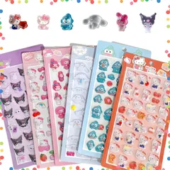 【在庫処分】貼り付け簡単 DIY用 携帯 女の子向け 手帳 子供 ごほうび用 おしゃれ アイテム デコ かわいい 【6枚セット】 エポキシ樹脂製 ぷくぷく 立体シール 3Dシール