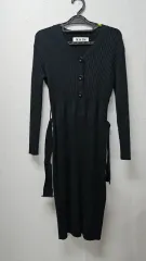 NAIN ブラック ニット ロング ワンピース F