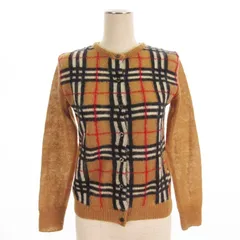 バーバリーブルーレーベル BURBERRY BLUE LABEL ニット カーディガン 長袖 クルーネック ノバチェック モヘヤ ベージュ M ■GY14