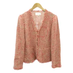 ハナエモリ HANAE MORI 美品 ツイード ジャケット ブレザー シルク混 ピンク 40 約M IBO87