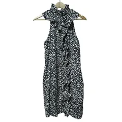 マークバイマークジェイコブス ワンピース サイズS レディース - ネイビー×白 クルーネック/ノースリーブ/ひざ丈/花柄/フリル