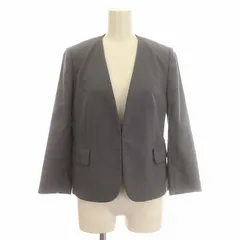 ボールジー BALLSEY トゥモローランド ノーカラージャケット リネン混 背抜き 34 S ネイビー 紺 /☆G