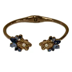 Kate spade(ケイトスペード) バングル美品  - ゴールド×ブルー×アイボリー フラワー(花)