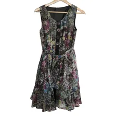 Lois CRAYON(ロイスクレヨン) ワンピース サイズM レディース - カーキ×ピンクパープル×マルチ ノースリーブ/ひざ丈/花柄