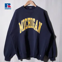 ラッセルアスレチック RUSSEL ATHLETIC スウェット XL 相当 ネイビー イエロー ミシガン MICHIGAN カレッジ ペンキ 雰囲気系 フェード ストリート アメカジ オーバーサイズ タグなし 古着 F8060