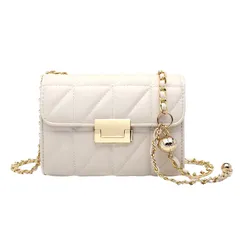 [Electric Circus] かっこいい かわいい おしゃれ プレゼント 人気 子供 キッズ 女の子 小学生 中学生 用 無地 かばん ばっぐ チェーン バッグ 斜めがけ ポシェット 鞄 軽量 旅行 韓国 レディース パーティー 結婚式 [オフホワイト]