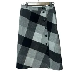 M'S GRACY(エムズグレイシー) 巻きスカート サイズ40 M レディース - グレー×黒 ひざ丈/チェック柄
