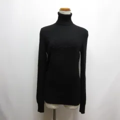 バーバリー ロンドン BURBERRY LONDON タートルネック ウール ニット カットソー セーター 2 黒 ブラック 長袖 ロゴ刺繍 日本製 正規品