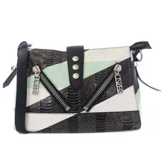 ケンゾー KENZO ショルダーバッグ クロスボディバッグ パイソン型押しレザー 黒 白 ミントグリーン /KH ●D