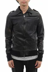 ジョルジオブラット／GIORGIO BRATO シングルライダース ジャケット JKT アウター メンズ 男性 男性用レザー 革 本革 ブラック 黒  リブ ヴィンテージ加工