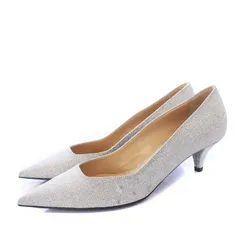 セルジオロッシ Sergio rossi パンプス ポインテッドトゥ ラメ ピンヒール 37.5 24.5cm シルバー /KH