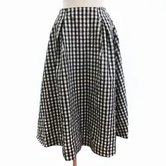 イエナ IENA フレアスカート ロング 後ろファスナー ギンガムチェック 白 黒 ホワイト ブラック