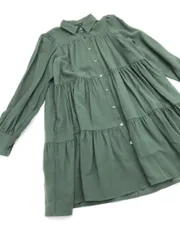 新品 ZARA ザラ 長袖 ひざ丈 ワンピース sizeS/緑 ◇■レディース