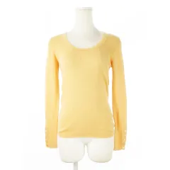 クミキョク 組曲 KUMIKYOKU ニット セーター ラウンドネック 長袖 リブ ウール 袖ボタン 2 M ペールオレンジ /CK14