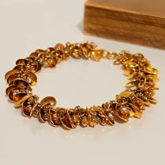 【極美品/1960s】Vintage ブレスレット 豪華 ラインストーン ゴールド