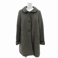 アクシーズファム axes femme ステンカラーコート 総柄 3B ウール混 M 黒 ブラック 白 ホワイト /FT