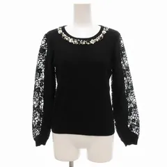 イング INGNI ニット セーター 長袖 レース 花がら刺繍 M 黒 ブラック /JS