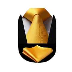 [HISDERN] おしゃれ 無地 ネクタイ チーフ セット メンズ 黄色 結婚式 就活 ビジネス 二次会 入学式 卒業式 HL-03