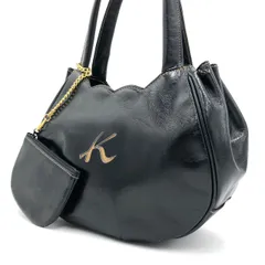 Kitamura キタムラ ハンドバッグ Kロゴ レザー 黒 ブラック ポーチ付