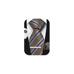 [HISDERN] ネクタイ メンズ セット ビジネス: グリーン ネクタイ ブランド ストライプ チーフ シルク 通販 就活 成人式 卒業式 入学式A4-02