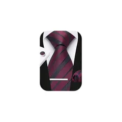 [HISDERN] ネクタイ メンズ オレンジ ビジネス ネクタイ チーフ タイピン カフスボタン 4点セット 花柄 就活 入学式 卒業式 二次会 パーティー 父の日 プレゼントA4-02