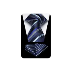 [HISDERN] ビジネス ネクタイ メンズ ネイビー ストライプ ネクタイ 紺 シルク ブランド 紳士 礼服用 入学式 卒業式 プレゼント HC-04