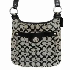 コーチ COACH F16536 シグネチャー ショルダーバッグ クロスボディ キャンバス レザー 黒 ブラック ベージュ