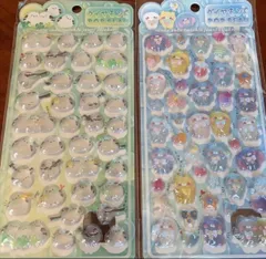 海外製　二枚セット　 シマエナガ　くまさん　 ボンボンドロップシール好きにも うるちゅるポップシール