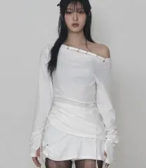 エトオソメ ピアス ドレープ セットアップ ロング スリーブ (アイボリー)