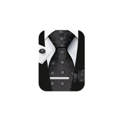 [HISDERN] ネクタイ メンズ ブランド ビジネス - ブラック ネクタイチーフ セット グリーン 花柄 シルク おしゃれ 通販 人気