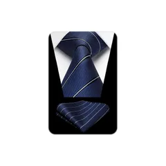 [HISDERN] ネクタイ メンズ フォーマル ネクタイ ストライプ ポケットチーフ セット ブランド品 ビジネス おしゃれ ビジネス プレゼント HC-04