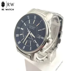 【中古】CITIZEN Eco-Drive H415 電波時計 ネイビー 腕周り 約 14.6cm