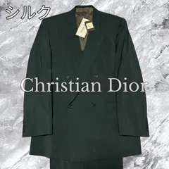 Christian Dior クリスチャンディオール セットアップ スーツ 上下セット ダブルブレスト ウール 背抜き シルク混 絹 ヴィンテージ グリーン系 緑色系 サイズL相当