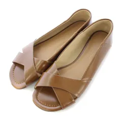 ルタロン Le Talon パンプス オープントゥ ラウンドトゥ ローヒール フェイクレザー ワンカラー 23cm 茶 ブラウン /BB