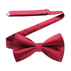 [HISDERN] 赤 蝶ネクタイ メンズ ワンタッチ 無地 レッド ボウタイ ソリッド 結婚式 演奏会 パフォーマンス フック式 簡単着脱 ビジネス ブランド プレゼント By BR-04