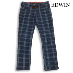 EDWIN エドウィン ERW07L ジャージーズ★ ストレッチ 裏起毛 チェック イージー パンツ Sz.L レディース 日本製