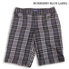 BURBERRY BLUE LABEL バーバリー ブルーレーベル ホース刺繍★ モヘヤ混 ウール チェック ショート パンツ Sz.38 レディース