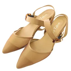 ルタロン Le Talon ストラップサンダル ポインテッドトゥ チャンキーヒール ローヒール ワンカラー メッシュ M 茶 ブラウン /BB