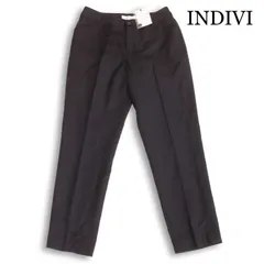 【新品 未使用】 INDIVI インディヴィ 秋冬 ストレッチ★ ウール スラックス テーパード パンツ Sz.M レディース 黒