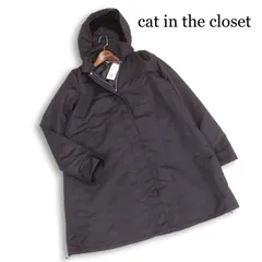 【新品 未使用】 cat in the closet キャットインザクローゼット 秋冬★ 中綿 フーディー コート Sz.9 レディース 黒
