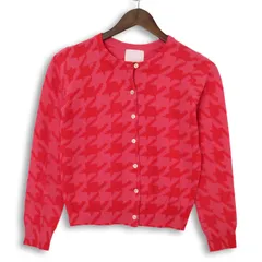 Ray Beams レイ ビームス 秋冬 ウール100％★ 千鳥柄 総柄 ニット カーディガン Sz.F　レディース