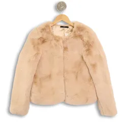 【新品 未使用】 DURAS デュラス 秋冬 フェイクファー★ ノーカラー シングル ジャケット Sz.F レディース ベージュのサムネイル
