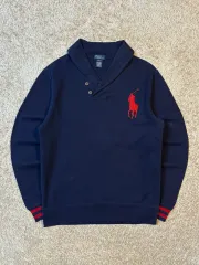 レディース XL ポロ ラルフローレン ビックポニー ロゴ ショールカラー スウェット ネイビー