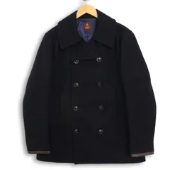 tk TAKEO KIKUCHI タケオキクチ 秋冬 牛革使い★ メルトンウール Pコート Sz.4 メンズ 紺 ネイビーのサムネイル
